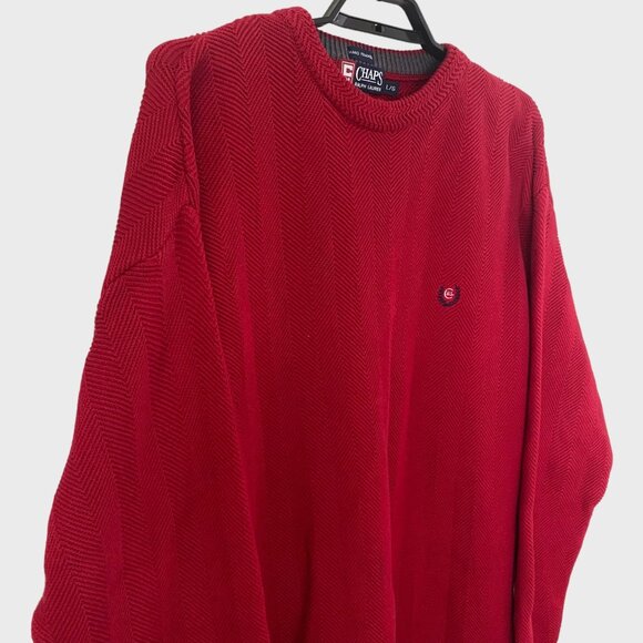 Vintage Chaps Ralph Lauren Crewneck Sweater Red Men's Large Hand Framed Knitwear - Picture 4 of 12